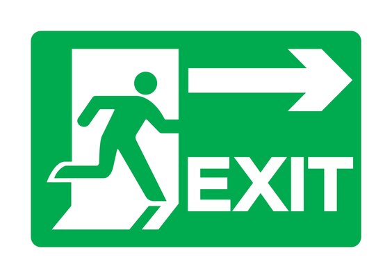 Fire exit emergency green sign free vector